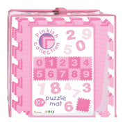 Power Joy Number Puzzle Mat 30x30cm 10-Piece Pink EVA Foam Learning Play Mat for Kids