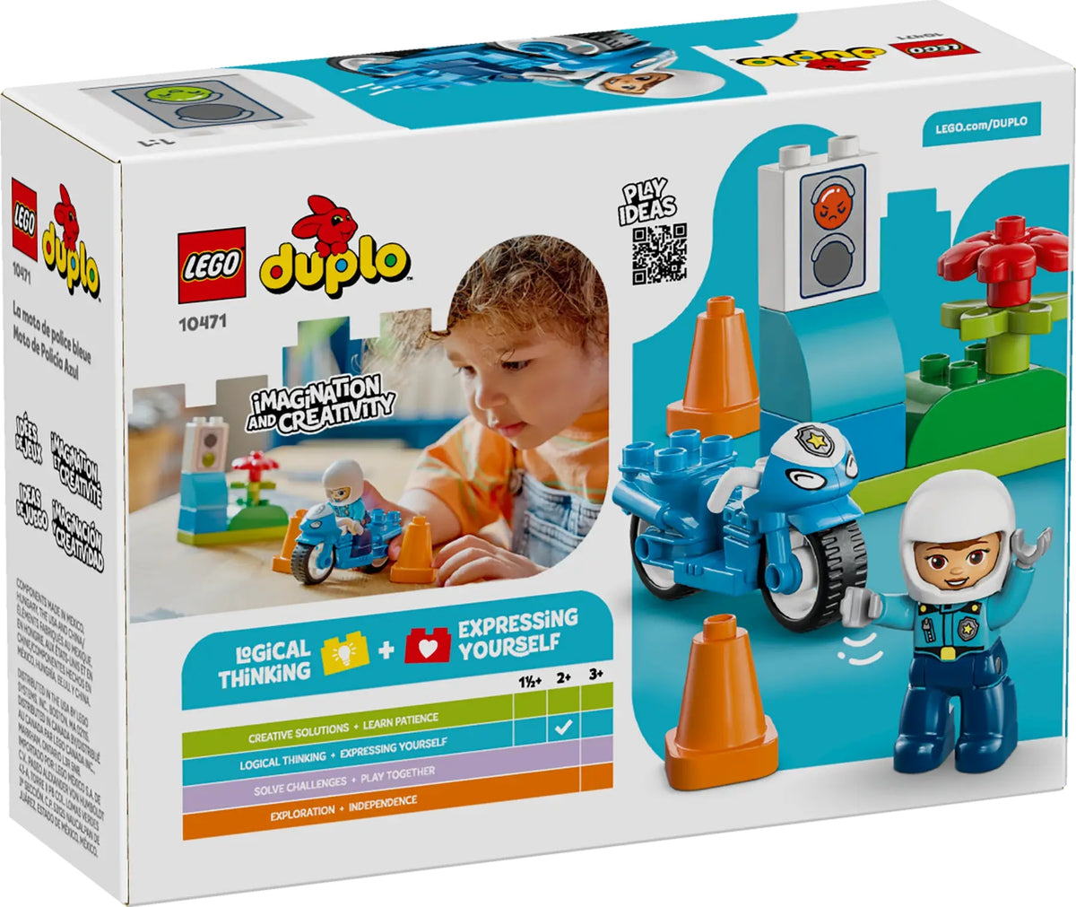 Lego Duplo Blue Police Motorcycle with Figures