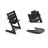 Stokke Tripp Trapp High Chair Black with Baby Set and Tray Bundle