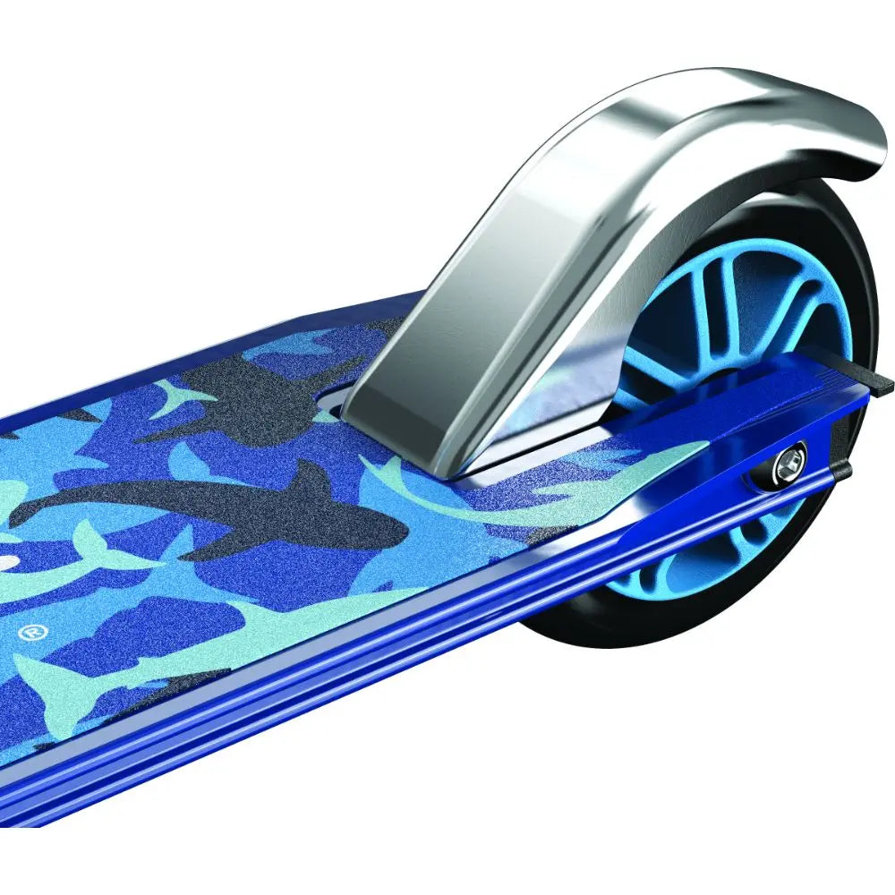 Razor A Kick Scooter Shark Camo Blue Outdoor Ride-On Toy for Kids & Teens