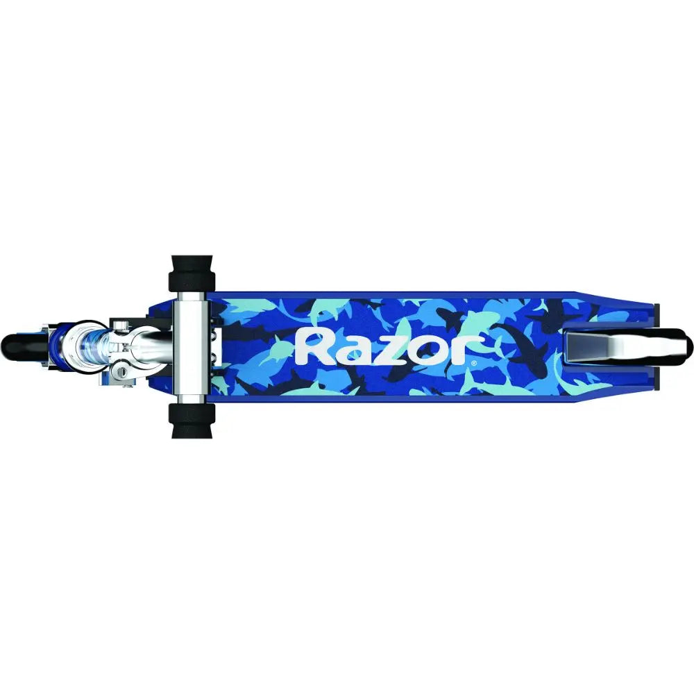 Razor A Kick Scooter Shark Camo Blue Outdoor Ride-On Toy for Kids & Teens