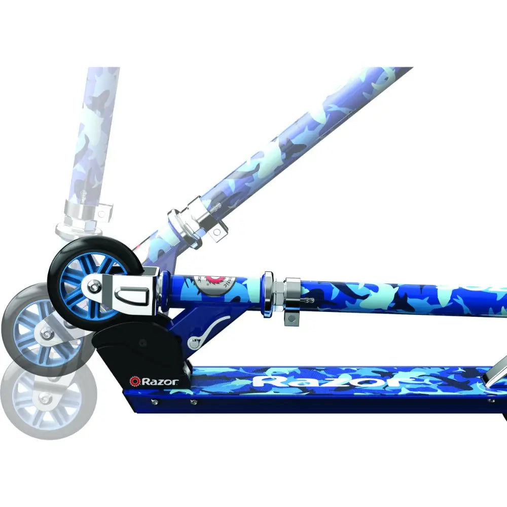Razor A Kick Scooter Shark Camo Blue Outdoor Ride-On Toy for Kids & Teens