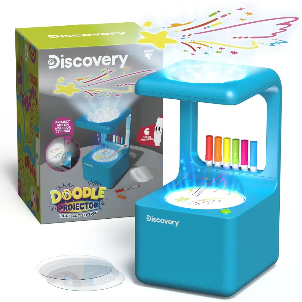 iscovery Doodle Projector Art Station with 6 Markers & 10 Reusable Drawing Discs