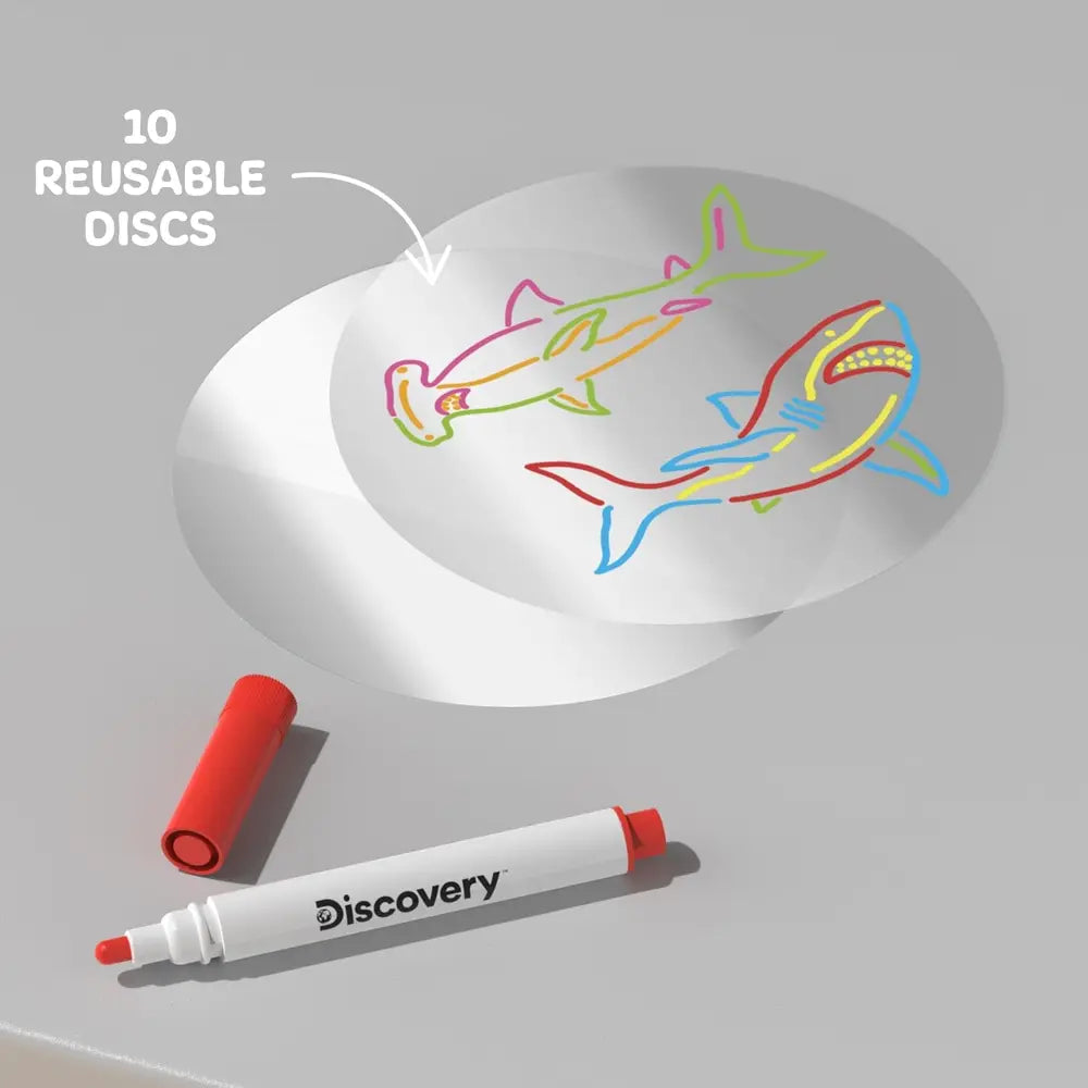 iscovery Doodle Projector Art Station with 6 Markers & 10 Reusable Drawing Discs