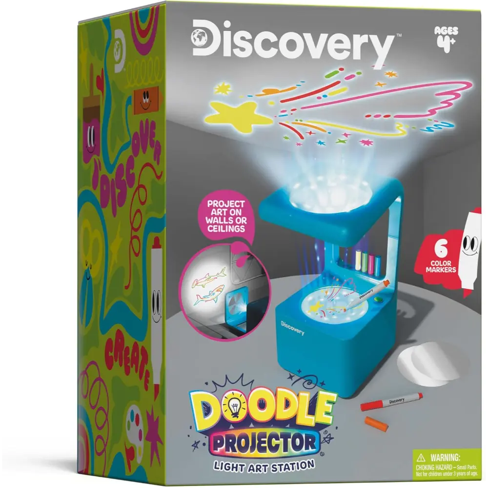 iscovery Doodle Projector Art Station with 6 Markers & 10 Reusable Drawing Discs