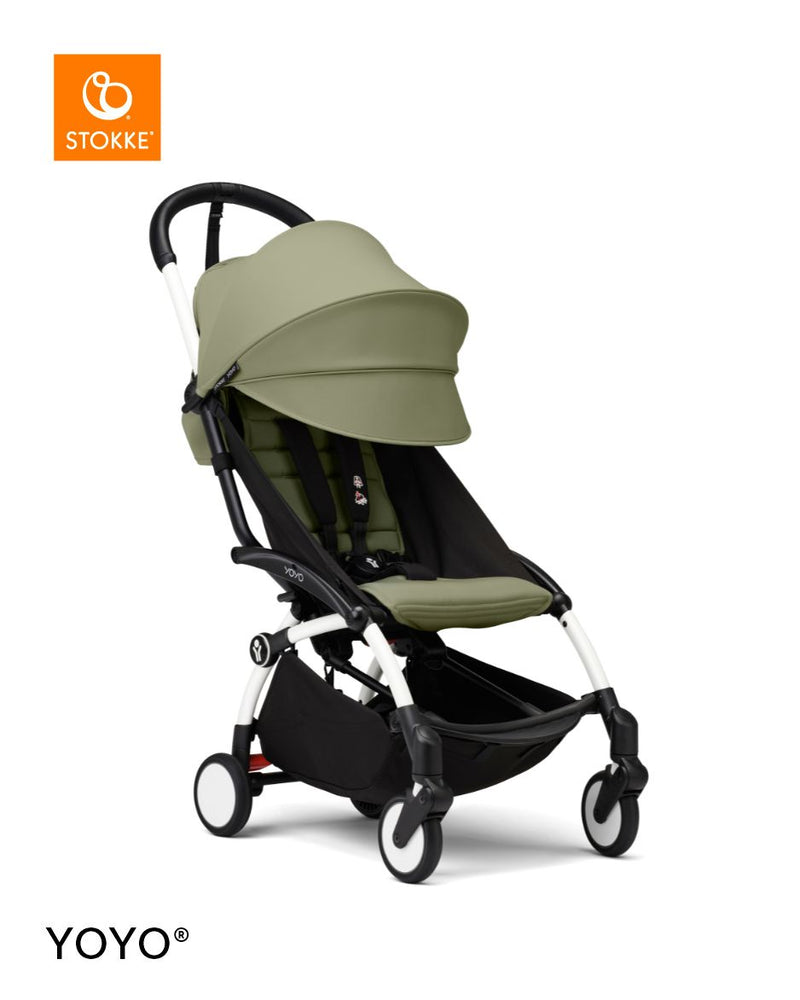 Stokke YOYO3 Stroller White Frame 6+ Bundle - Olive