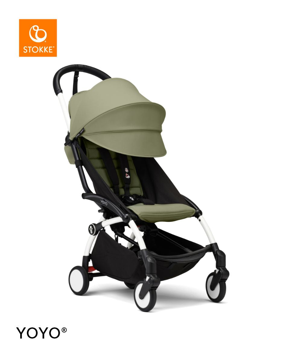 Stokke YOYO³ Stroller White Frame 6+ Bundle - Olive