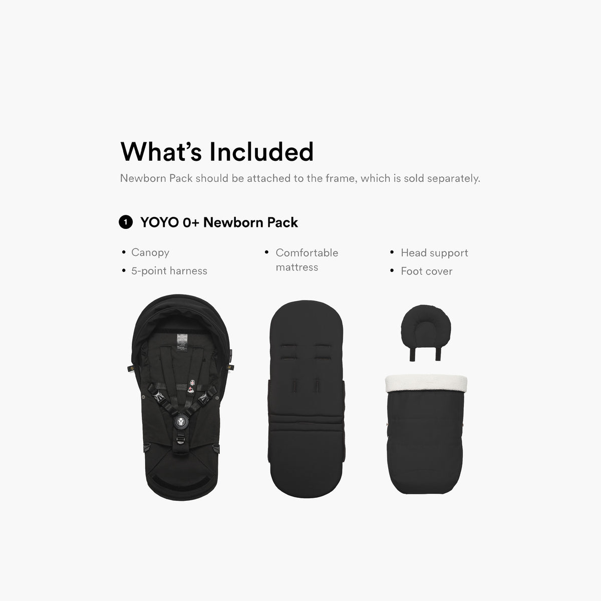 Stokke YOYO 0+ Newborn Pack - Color Black, Requires YOYO Stroller Frame (Sold Separately)