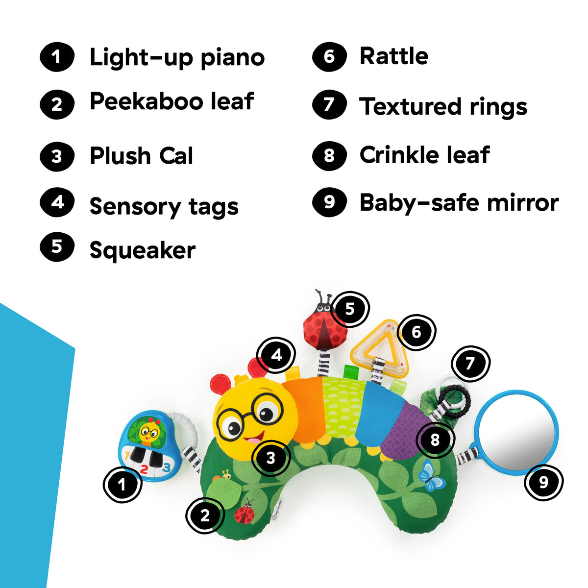 Baby Einstein Cal-a-Pillow Tummy Time Activity Pillow with Lights, Music & 9 Sensory Activities