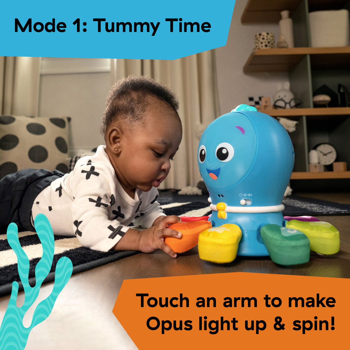 Baby Einstein Ocean Explorers Go Opus Go 4-in-1 Crawl & Chase Musical Activity Toy with Lights