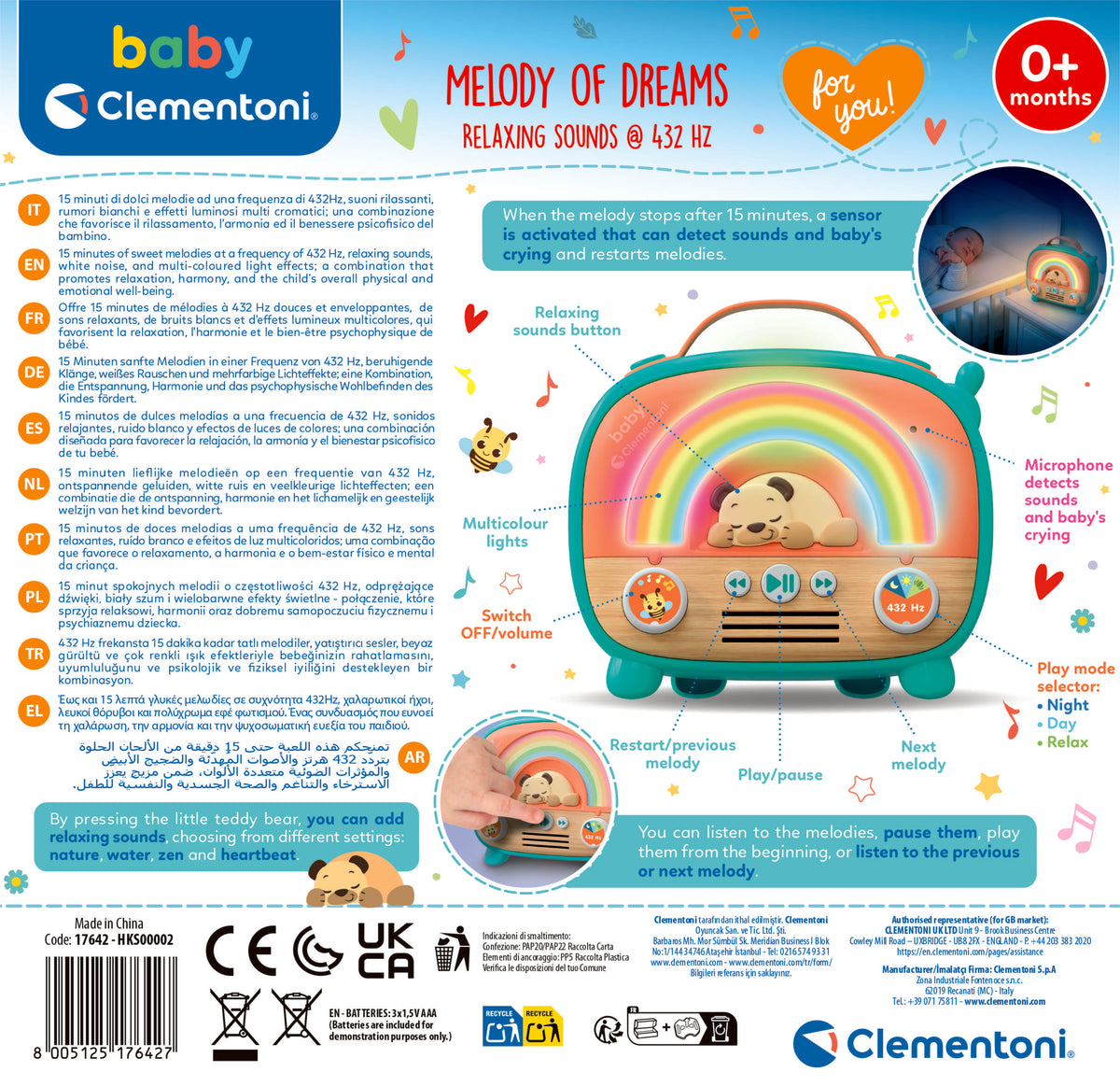 Clementoni Baby Melody of Dreams Battery-Operated Musical Toy for Babies