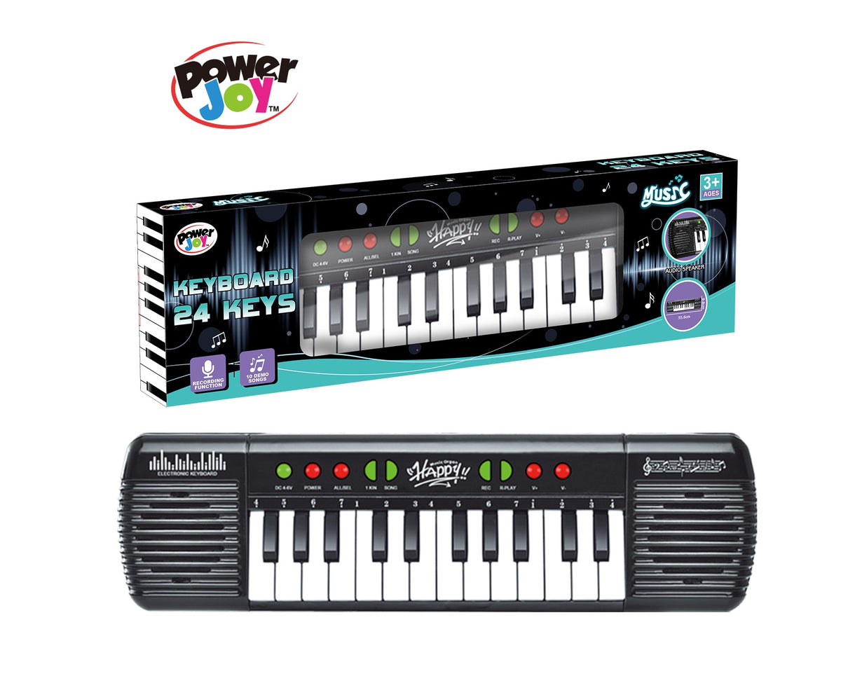 Power Joy Music Keyboard with Microphone - 24 Keys, Battery Operated