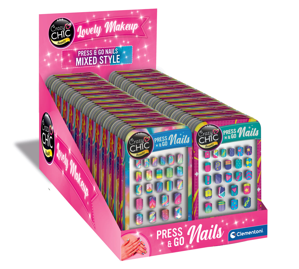 Clementoni Crazy Chic Fake Nails – Fashion Nail Art & Beauty Play Set for Kids, 3 Assorted Styles (Sold Per Pack)