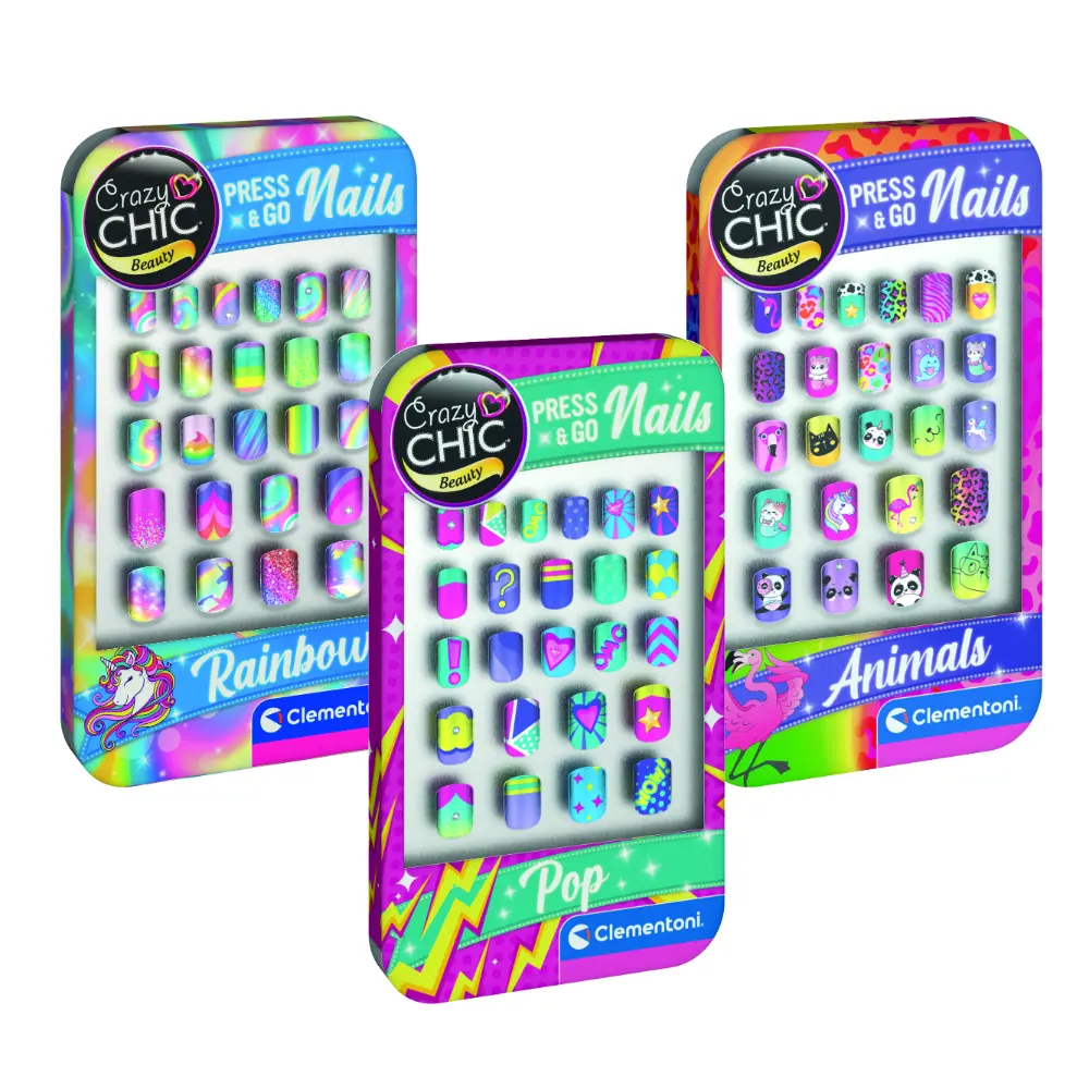 Clementoni Crazy Chic Fake Nails – Fashion Nail Art & Beauty Play Set for Kids, 3 Assorted Styles (Sold Per Pack)