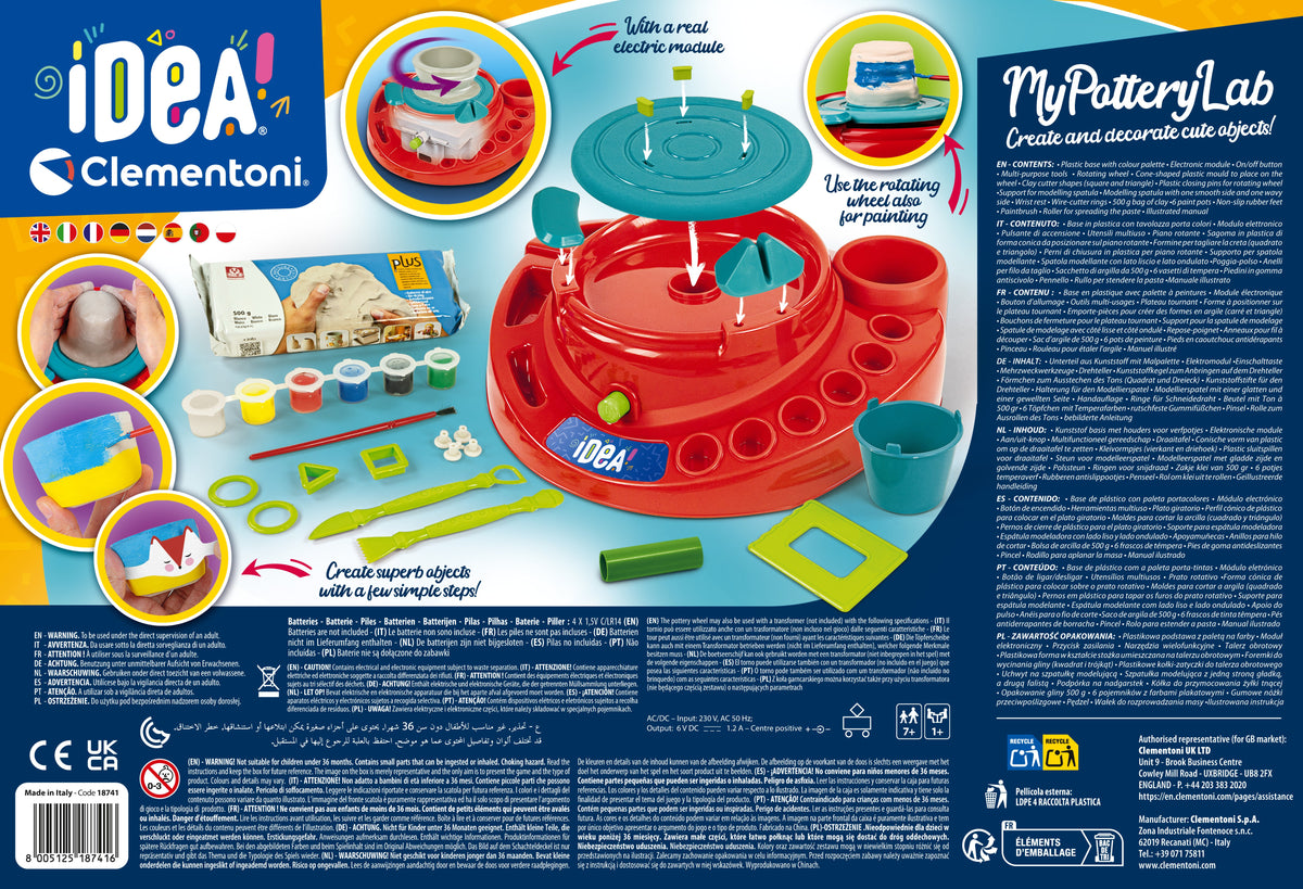 Clementoni IDEA Electric Pottery Wheel Battery Operated DIY Pottery Making & Creative Arts and Crafts Kit for Kids