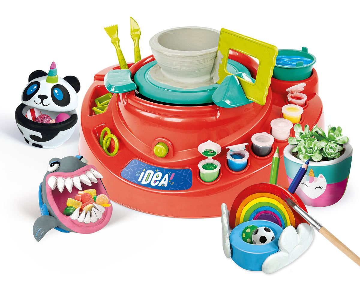 Clementoni IDEA Electric Pottery Wheel Battery Operated DIY Pottery Making & Creative Arts and Crafts Kit for Kids