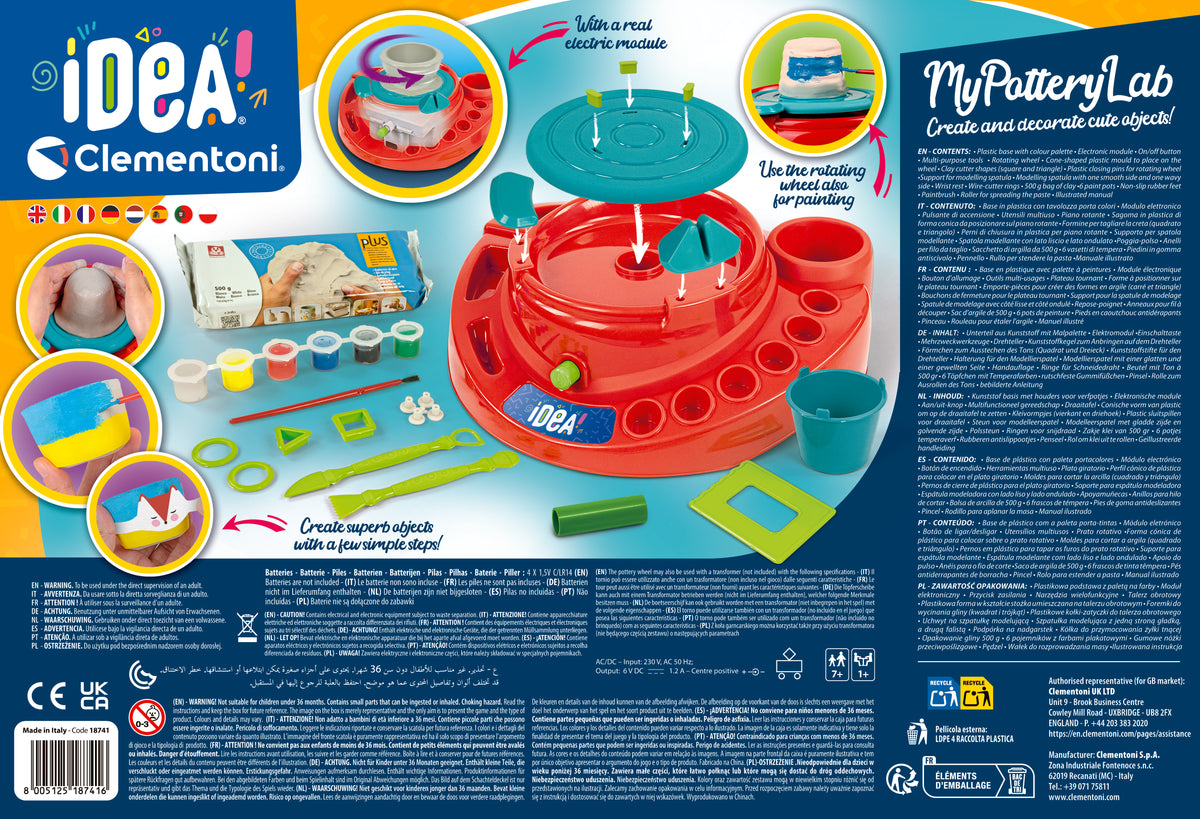 Clementoni IDEA Electric Pottery Wheel Battery Operated DIY Pottery Making & Creative Arts and Crafts Kit for Kids