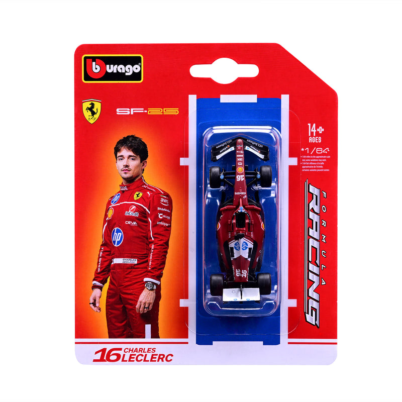 Bburago Ferrari SF-25 #16 Charles Leclerc Australian GP 2025 1:64 Die-Cast Formula 1 Collectible Race Car Toys for Kids