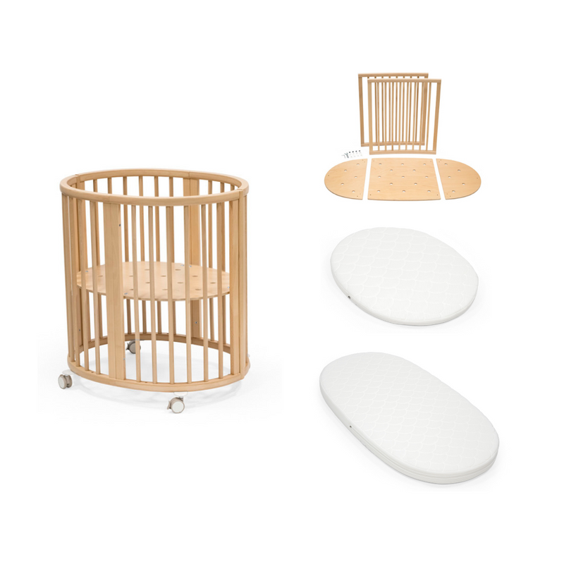 Stokke Sleepi Mini Natural with Extension and Mini Bed Mattress Bundle