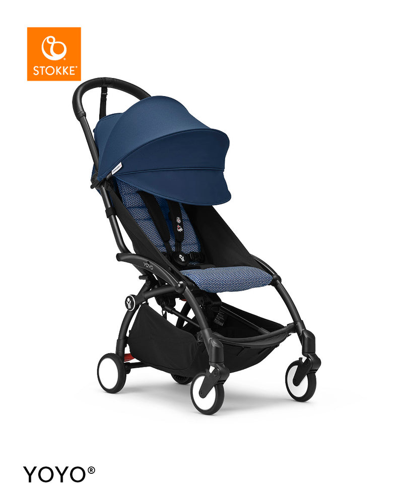 Stokke YOYO3 Stroller Black Frame 6+ Bundle - Air France Blue