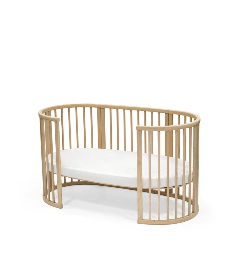 Stokke Sleepi Bed Natural with Mattress and White Fitted Sheet Bundle