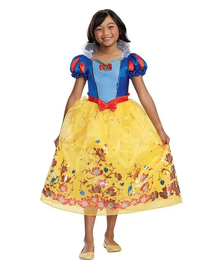 Disney Princess Snow White Classic Costume for Girls Princess Fancy Dress Outfit, 7–8 Years