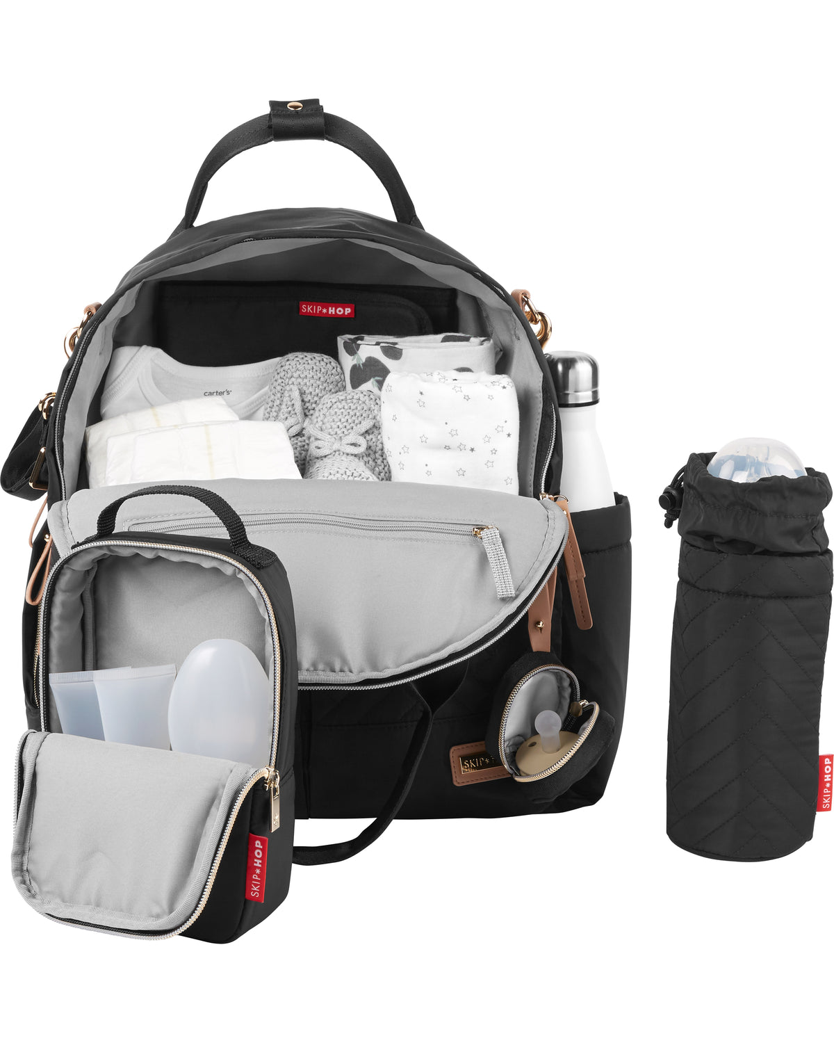 Skip Hop Suite 6 Piece Diaper Backpack Set Black Multi Function Baby Bag Set