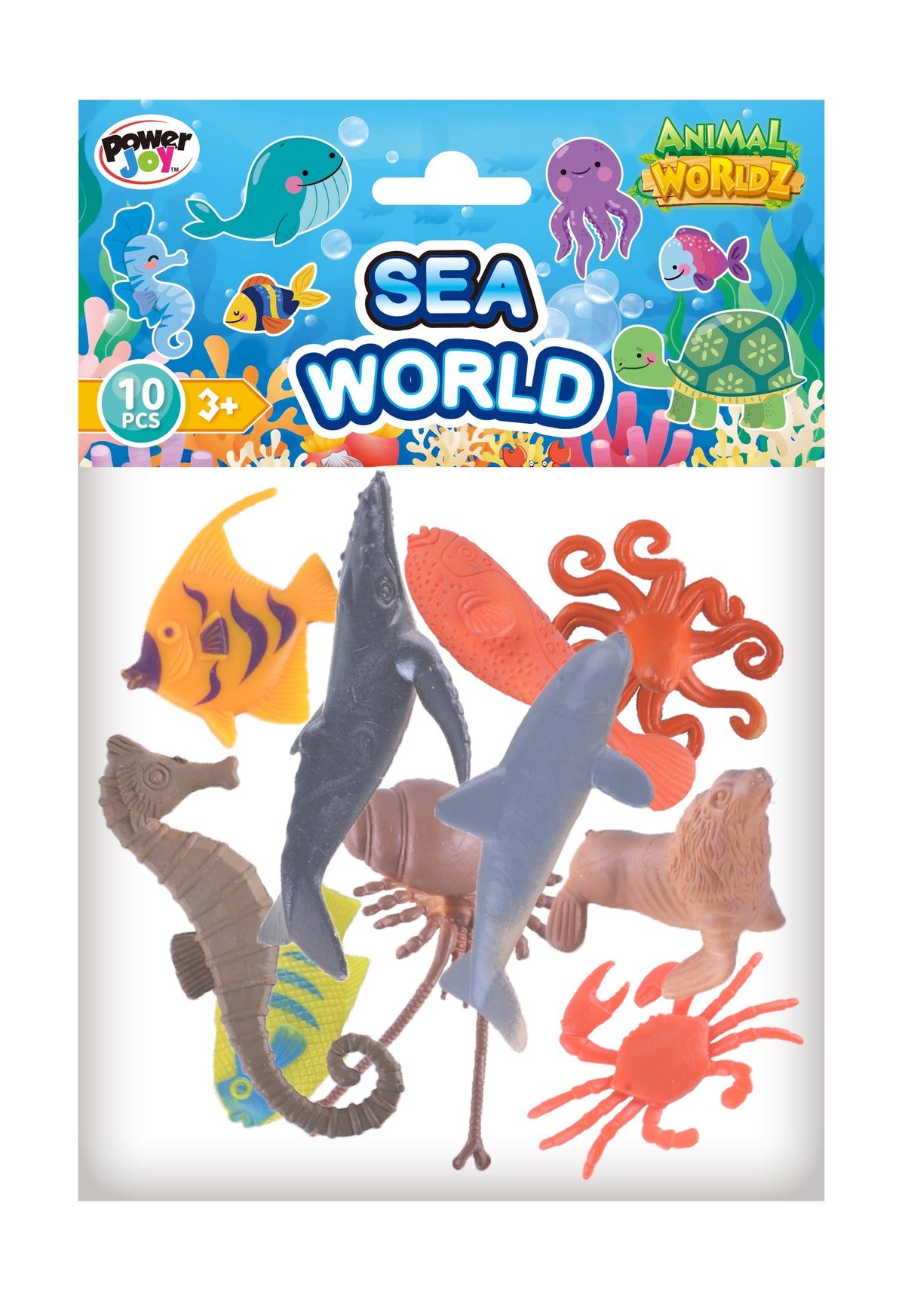 Power Joy Animal Worldz 2 Inch Sea Animal Figures - 10-Piece Set
