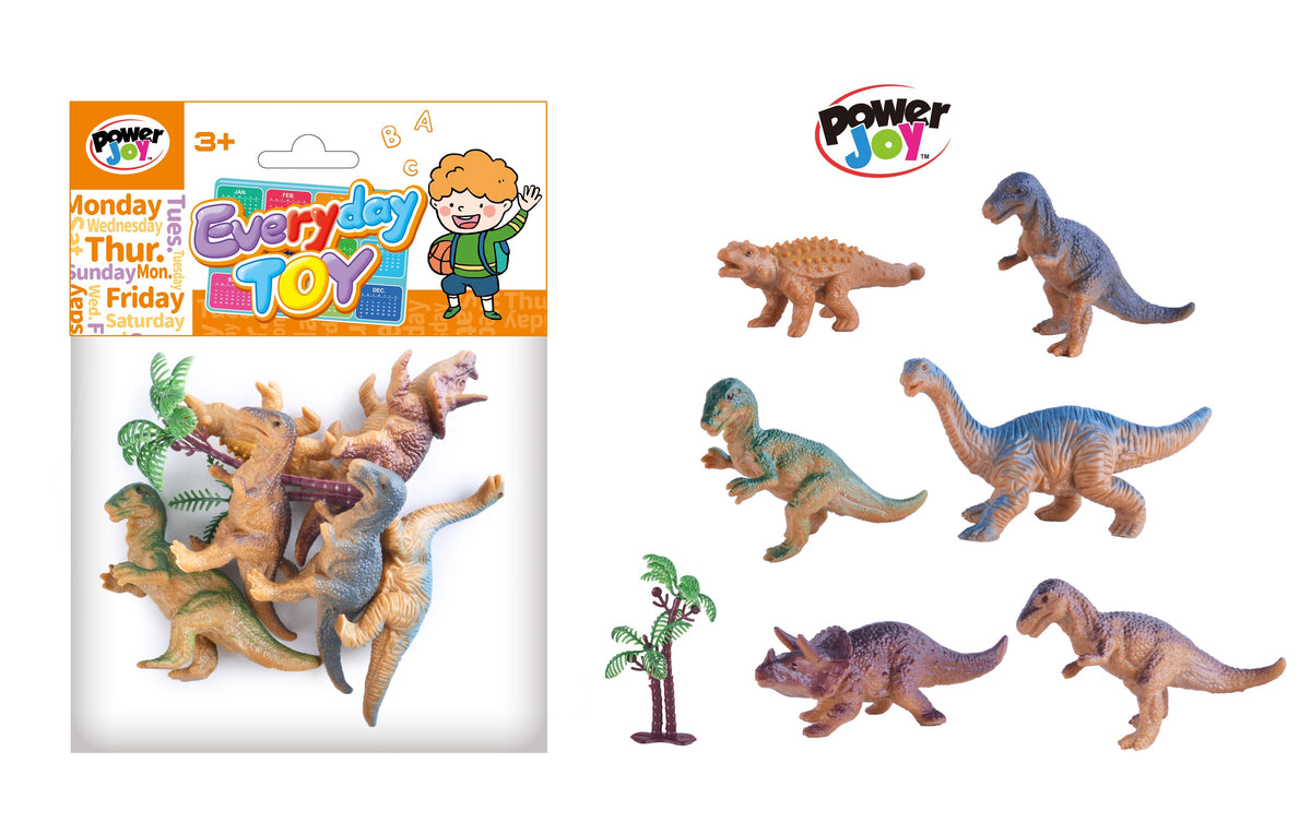 Power Joy Everyday Dinosaur Toy Animal Set 7 Pieces Set Toys for Kids