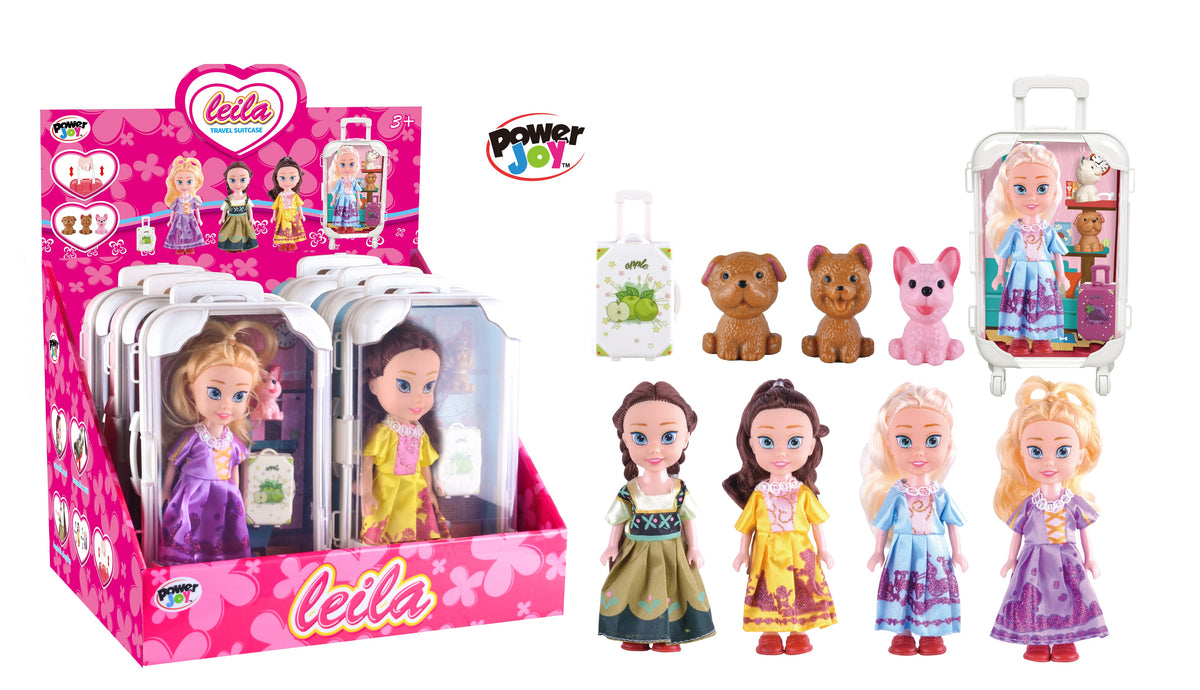Power Joy Leila Princess Mini Travel Suitcase Fashion Doll Playset with Accessories Assorted - Random selection