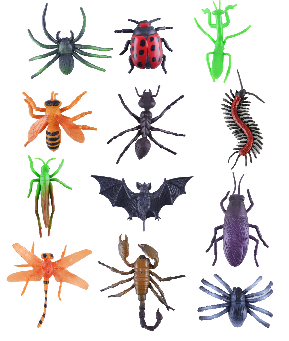 Power Joy Animal Worldz 4 Inch Insect Figures - 6-Piece Toy Set