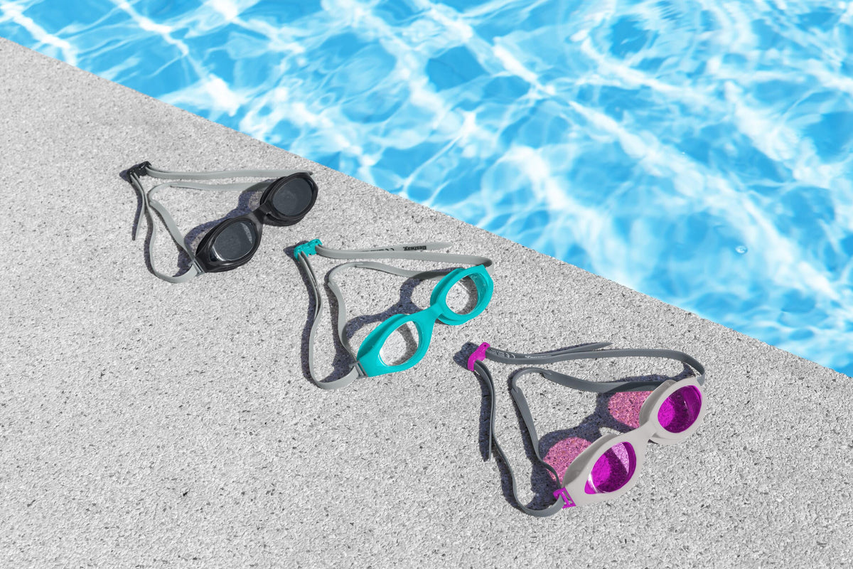 Bestway Hydro-Swim IX-1400 3 Pieces Adult Swim Goggles with Adjustable Strap, Anti-Fog & UV Protection