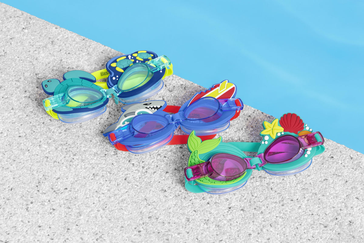 Bestway Character Swim Goggles Kids Adjustable, UV-Protective and Fun Designs Assortment
