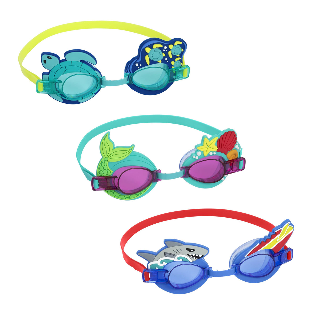 Bestway Character Swim Goggles Kids Adjustable, UV-Protective and Fun Designs Assortment