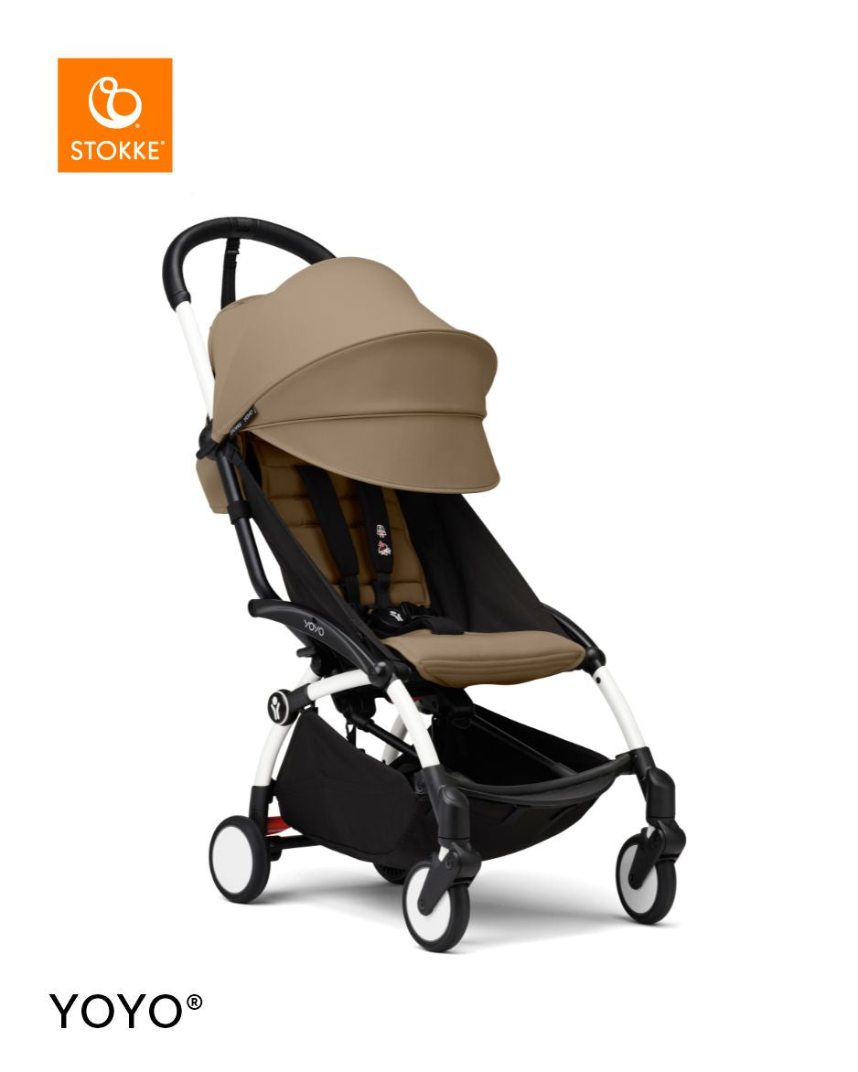 Stokke YOYO³ Stroller White Frame 6+ Bundle - Toffee