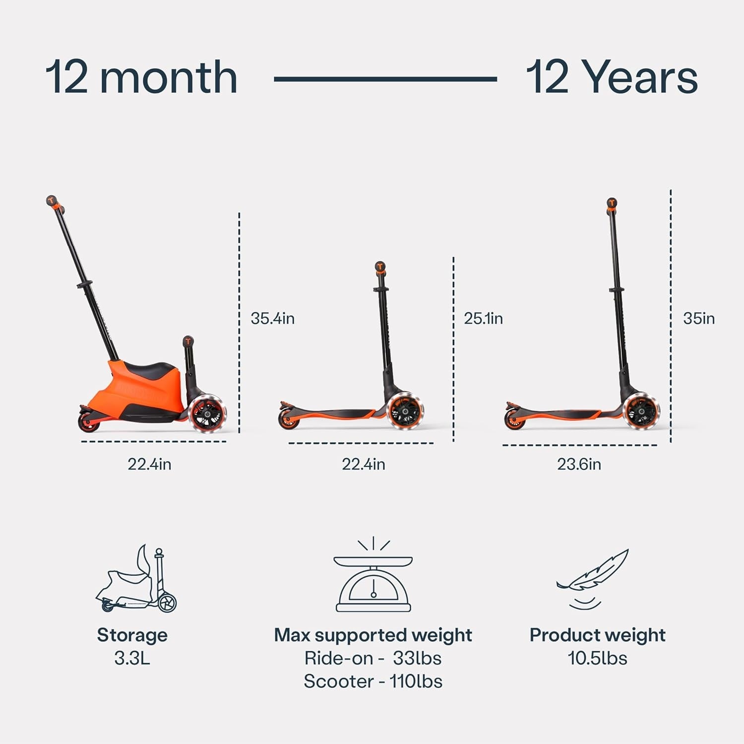 Smartrike Xtend Scooter Orange Ride  - On