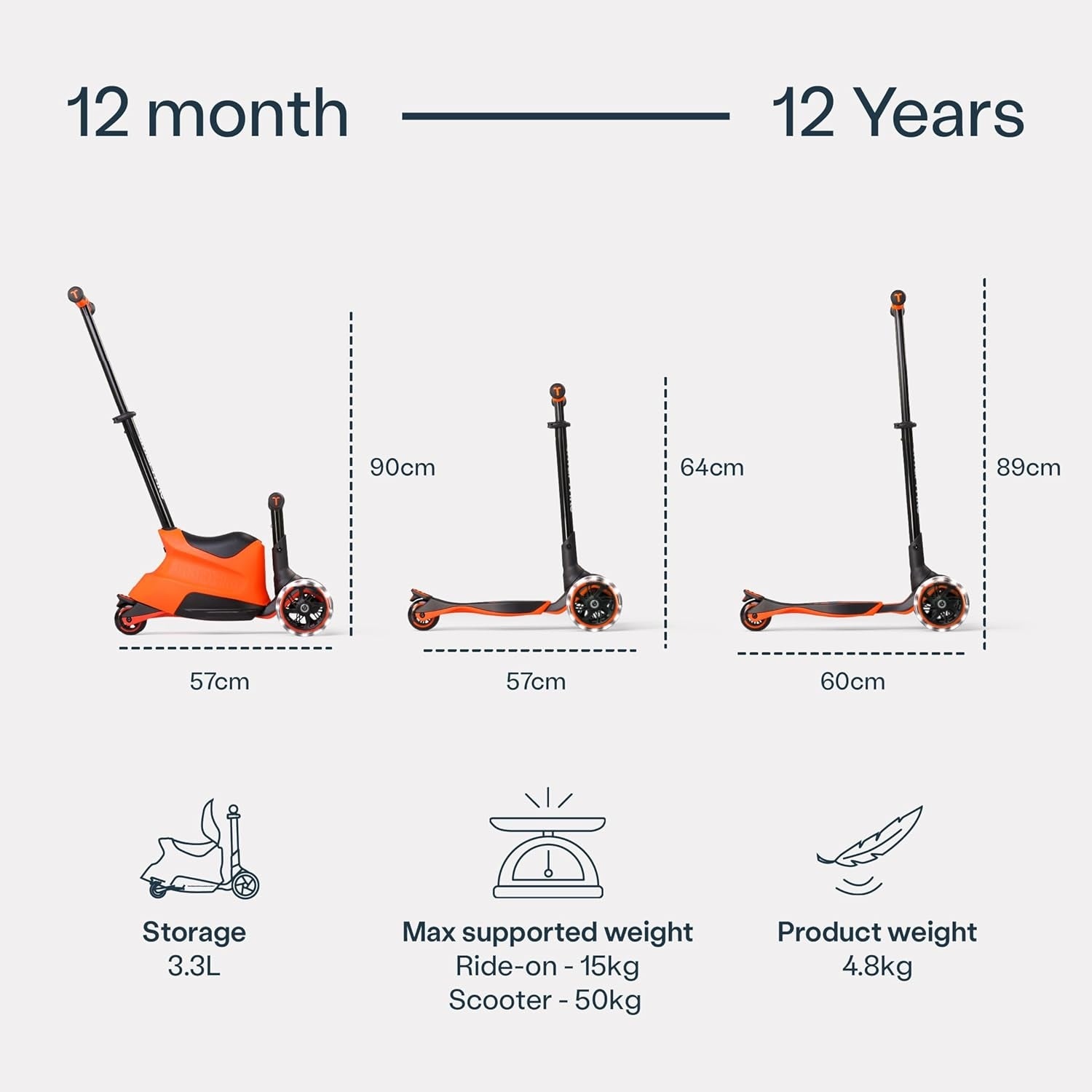 Smartrike Xtend Scooter Orange Ride  - On