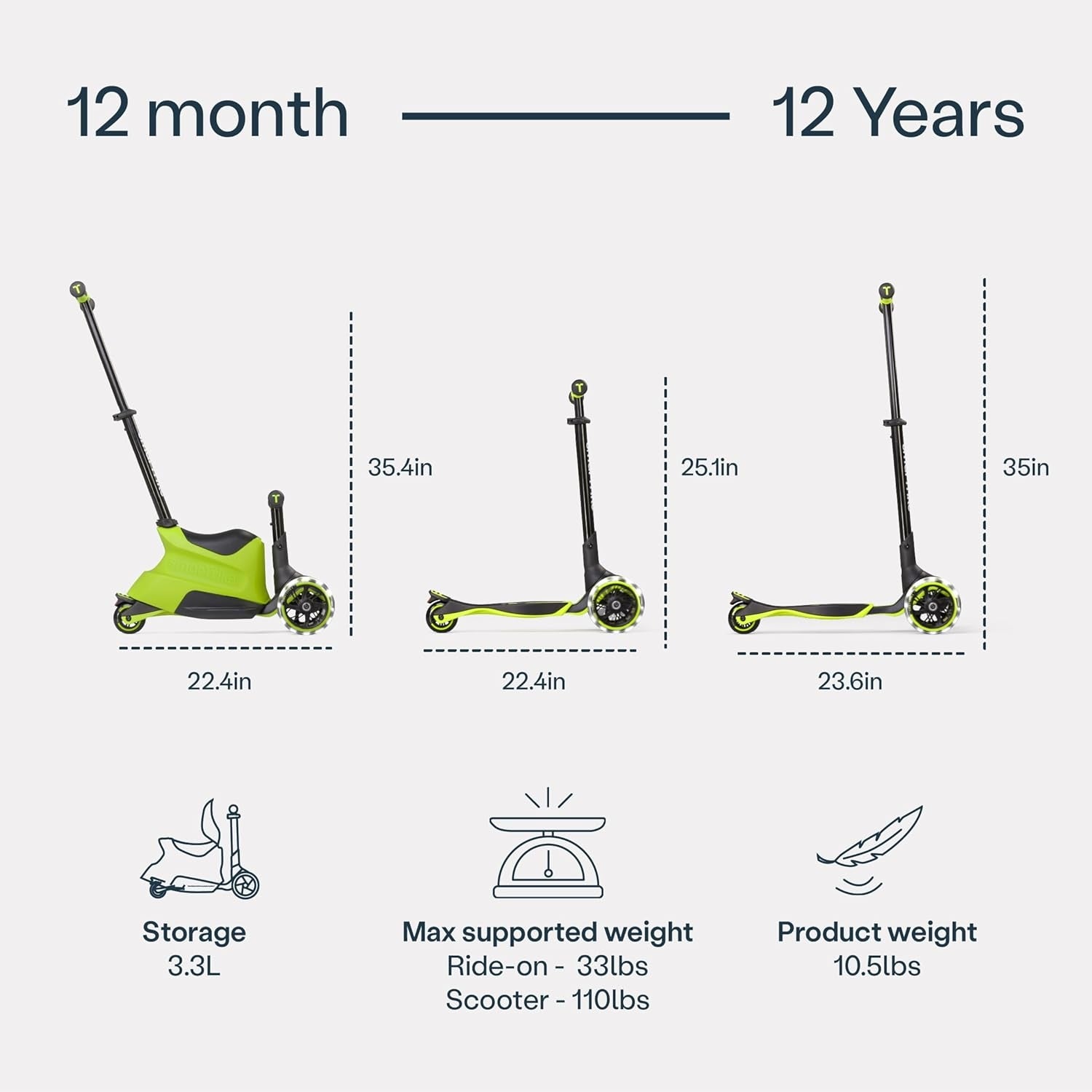 Smartrike Xtend Scooter  Lime  Ride -  On