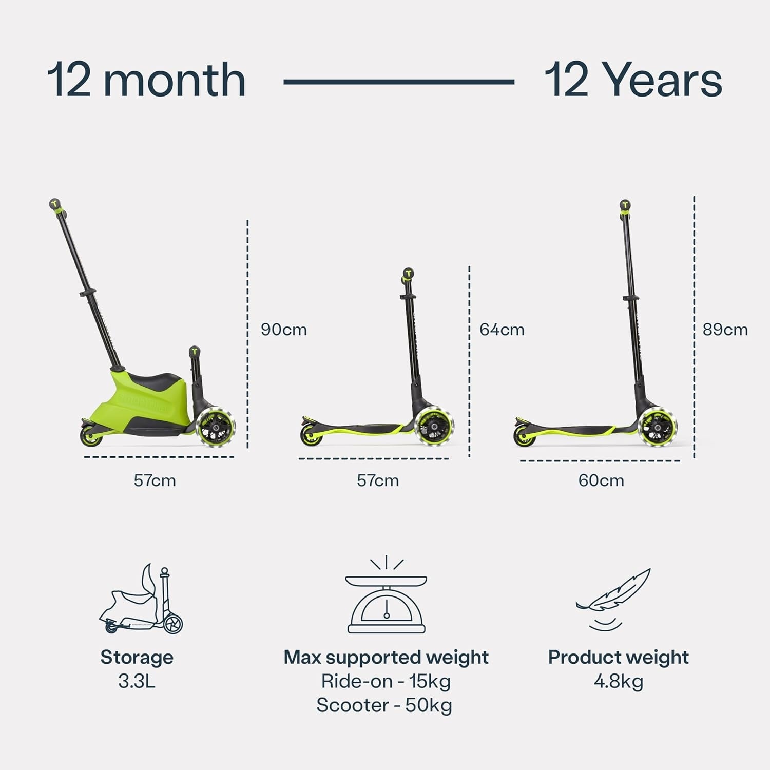 Smartrike Xtend Scooter  Lime  Ride -  On