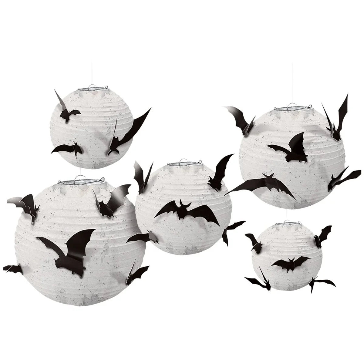 Amscan Halloween Paper Bat Hanging Lanterns with Metal Frame Spooky Party & Ceiling Decorations