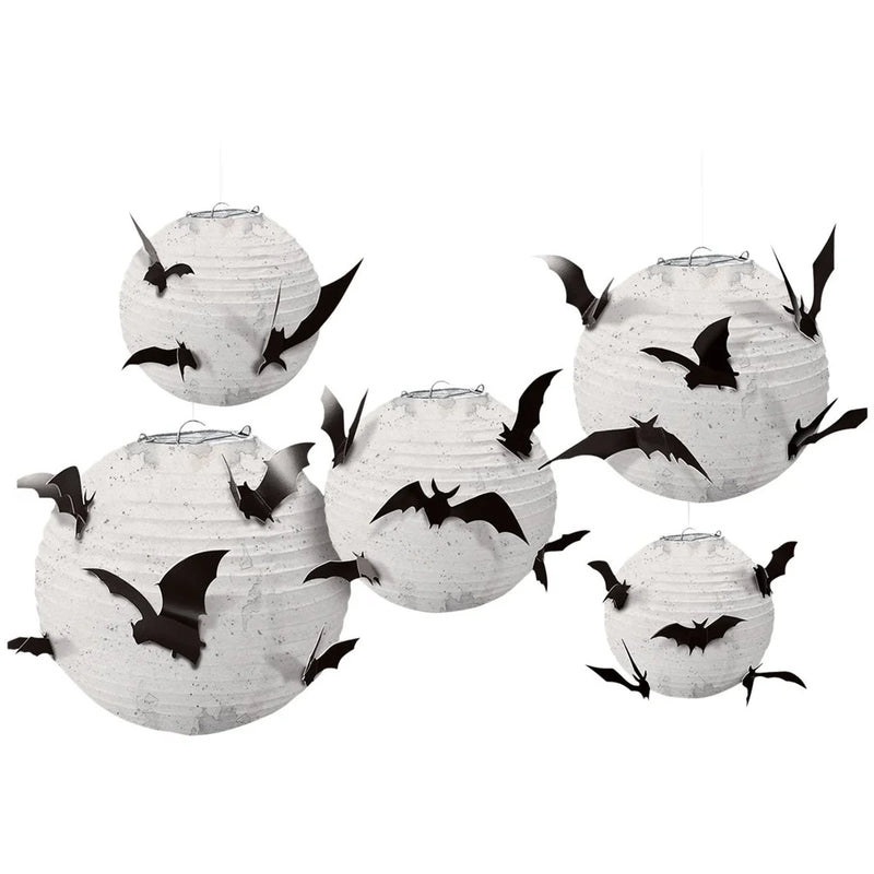 Amscan Halloween Paper Bat Hanging Lanterns with Metal Frame Spooky Party & Ceiling Decorations