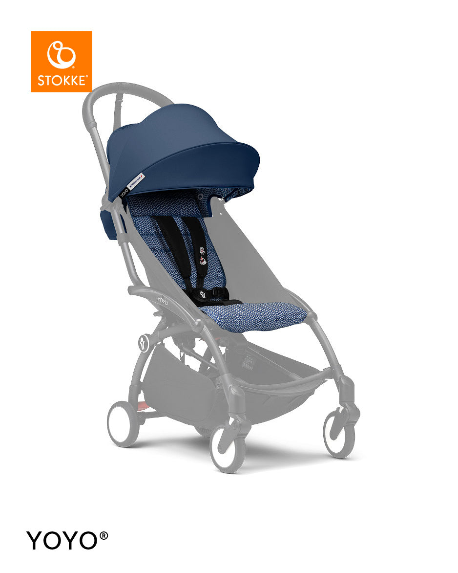 Stokke YOYO3 Stroller Black Frame 6+ Bundle - Air France Blue