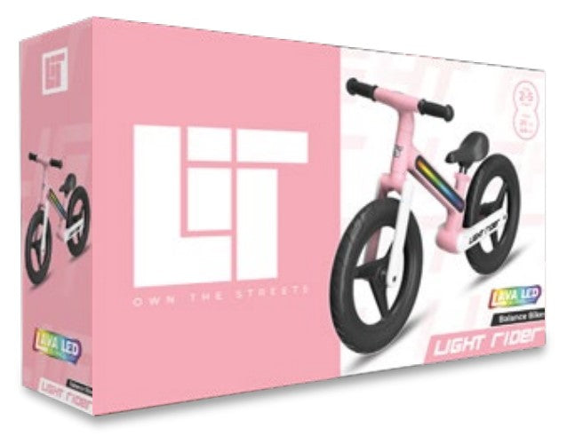 LiT 12 Inch Pink Kids Bicycle - Light Rider Balance