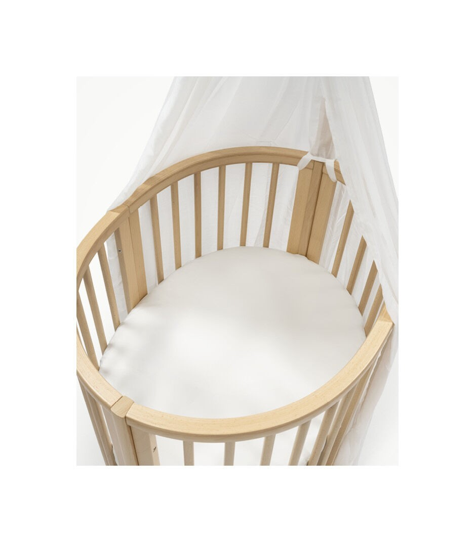 Stokke Sleepi Mini Natural with Mattress and White Fitted Sheet Bundle