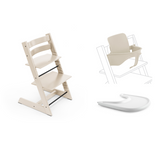 Stokke Tripp Trapp High Chair Vanilla White with Baby Set and Tray Bundle