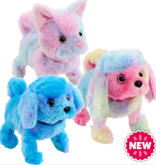 Pitter Patter Pets Tie Dye Walk Along Puppy Electronic Plush Dog - Assorted Colours (Random Selection)