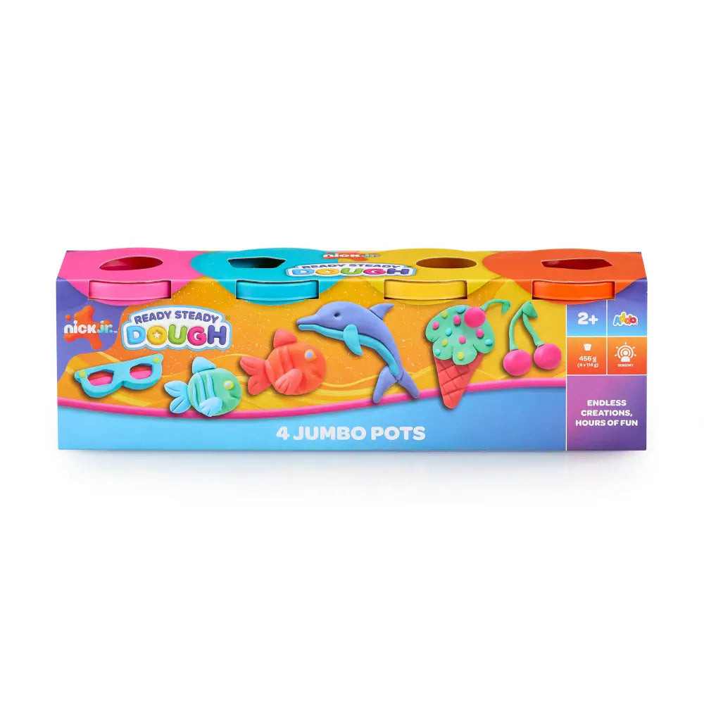 Nickelodeon ReadySteady Dough 4 Jumbo Pots 4x114g – Early Learning