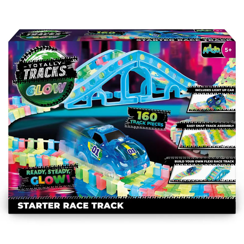 ADDO Totally Tracks Glow Race Track Set - 160 Pieces, Battery Operated