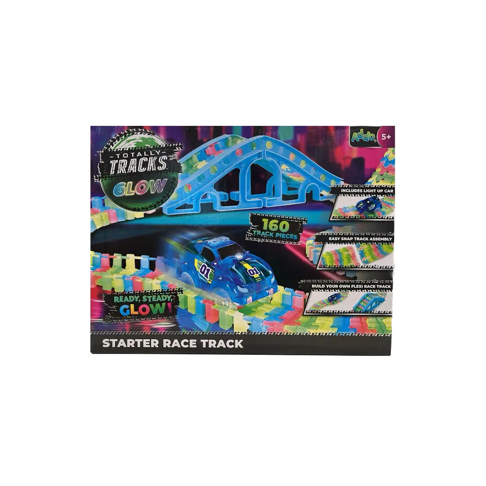 ADDO Totally Tracks Glow Race Track Set - 160 Pieces, Battery Operated