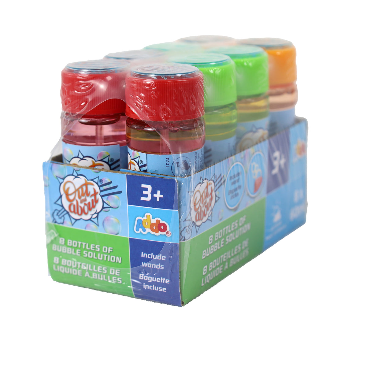 Addo Out and About Bubble Solution - 8 Pack of 60ml Portable Refills (480ml Total)
